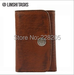 LINSHI TASKS fashion 100% cowhide wallet men's wallet  key wallet  Multifunctional head layer cowhide key package free shipping