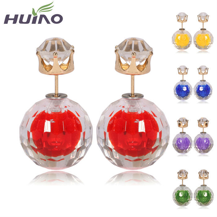 2015 Newest Double Ball Glass Big Stud Earrings Fo...