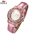 Hello Kitty Watches Kids Watches Luxury Rhinestone Children Watch Cute Cartoon Watch Baby Leather Strap Clock