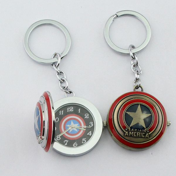 Fashion Jewelry Wholesale a lot Captain America Pocket Watch Pendant Keychain