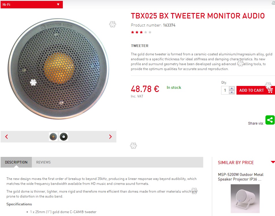 monitor audio replacement tweeter