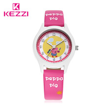 2016 KEZZI New Children Peppa pig Cartoon Watches Fashion Kids Student Cute Leather Sports Analog Wrist Watches relojes K-1363