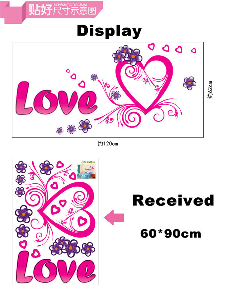 En Romantik Çift Kalp Aşk Mor Çiçek Duvar sticker ev dekor Oturma Odası En Romantik Çift Kalp Aşk Mor Çiçek Duvar sticker ev dekor Oturma Odası