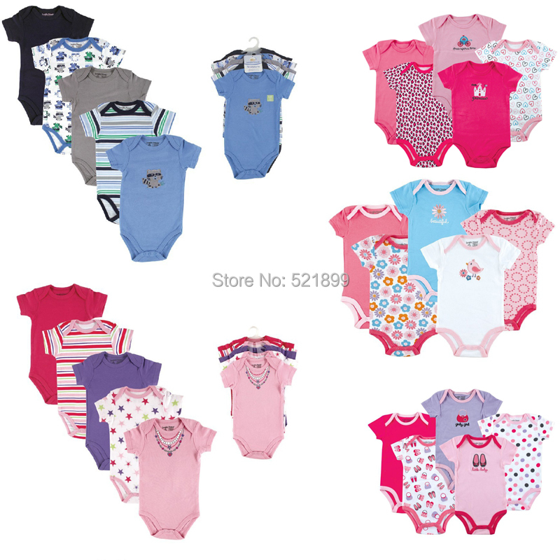 Luvable Friends 5 Pieces lot Newly Cotton Baby Rompers Toddler Jumpsuit Carters Baby Girls Boys Newborn