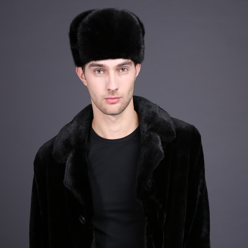 Hot Sale !!! 2015 New Fashion Real Mink Fur Men's Winter Russian Ushanka Trapper Hats Black Colors Men Bomber Earflap Caps