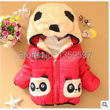 SY 057 Free Shipping Children Panda Cartoon Outerwear Baby Winter Thickening Hooded Boys And Girls Cotton