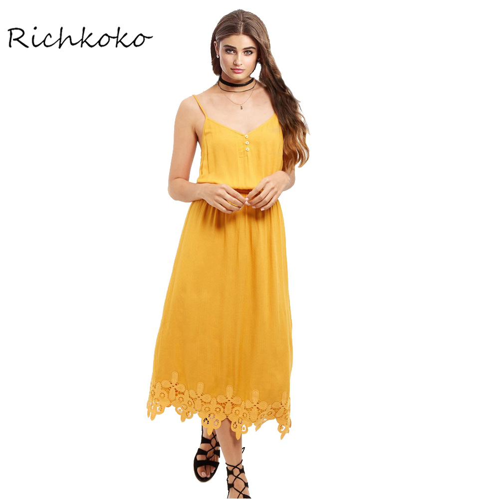 Casual Lace Dress in Yellow
