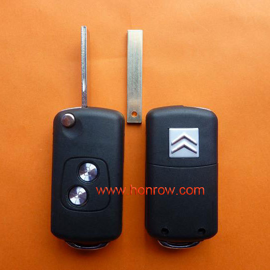 High qulity Citroen 2 button flip remote car blank key with HU83-407 key blade with free shipping