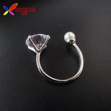 2015 new fashion designer silver copper metal 10mm sparkle Zircon stone vs glass pearl adjustable cuff