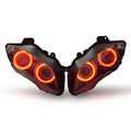KT Headlight for Yamaha YZF R1 2007 2008 LED Angel Halo Eyes Red Motorcycle HID Projector