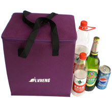 purple light non woven cooling handbag easy taking food thermal bag 9L cheap fresh ice bag