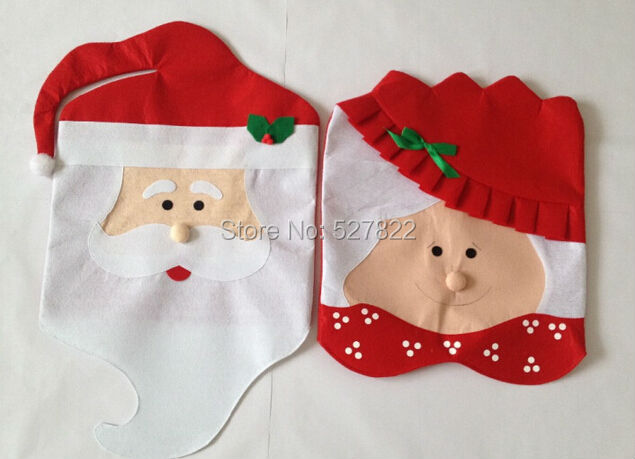 1Pair Lovely Mr & Mrs Santa Claus Christmas Dining Room Chair Covers Home Party Decoration