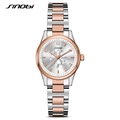 SINOBI 2016 Geneva Gold Watches Womens Dress Wristwatches Date Ladies Steel Quartz Watch Clocks Relogio Feminino