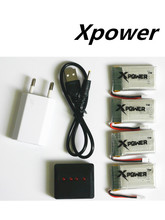 3.7V 650mAh Xpower lipo battery 4 in 1 Charger plug USB Interface SYMA X5C-1 X5C X5 X5SC X5SW X6SW JJRC H9D H5C RC Drone 4pcs