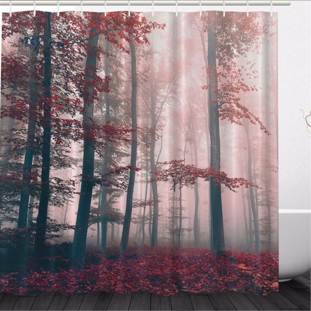 2019 Wholesale Beddingoutlet Red Leaves Shower Curtain