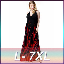 plus size L-7XL high quality 2016 new European style sexy and elegant V-neck bohemian maxi dress