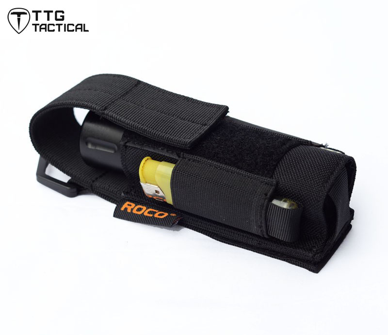 TTGTACTICAL Adjustable Tactical Flashlight Pouch with Battery Side