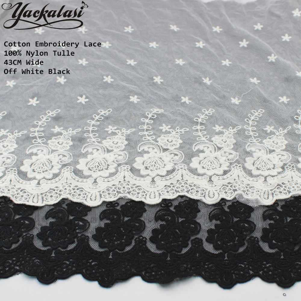 black embroidered lace fabric