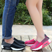 Size 35-44 Lovers Sport Shoes New Summer Breathable Knit Men Wedge Sneakers Women Lazy Evalator Shoe Air Rubber Sole
