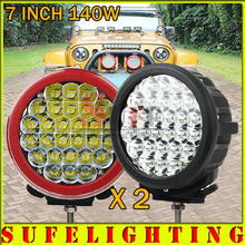 2PCS 7INCH 140W CREE LED Driving Light For Offroad LIGHT Truck Tractor 4X4 4WD LED Work Light Spot Auto Headlight 160W