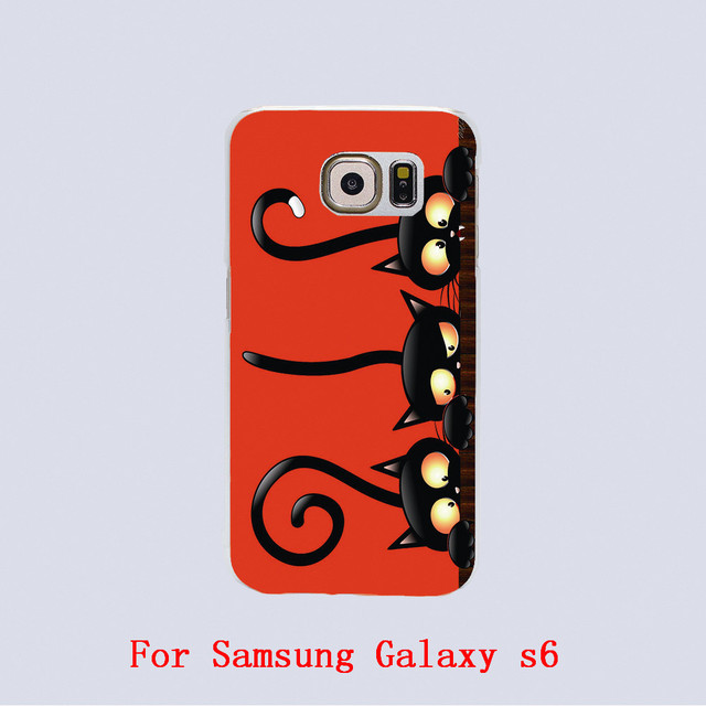black cat halloween Design White skin phone cover cases For Samsung Galaxy S3 9300 /S4 /S5 /S6 /S6 Edge