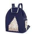 New Oxford Cowhide Splicing Genuine Leather Bag Women Solid Color Plain Small Backpack Edgy Rivets Bag