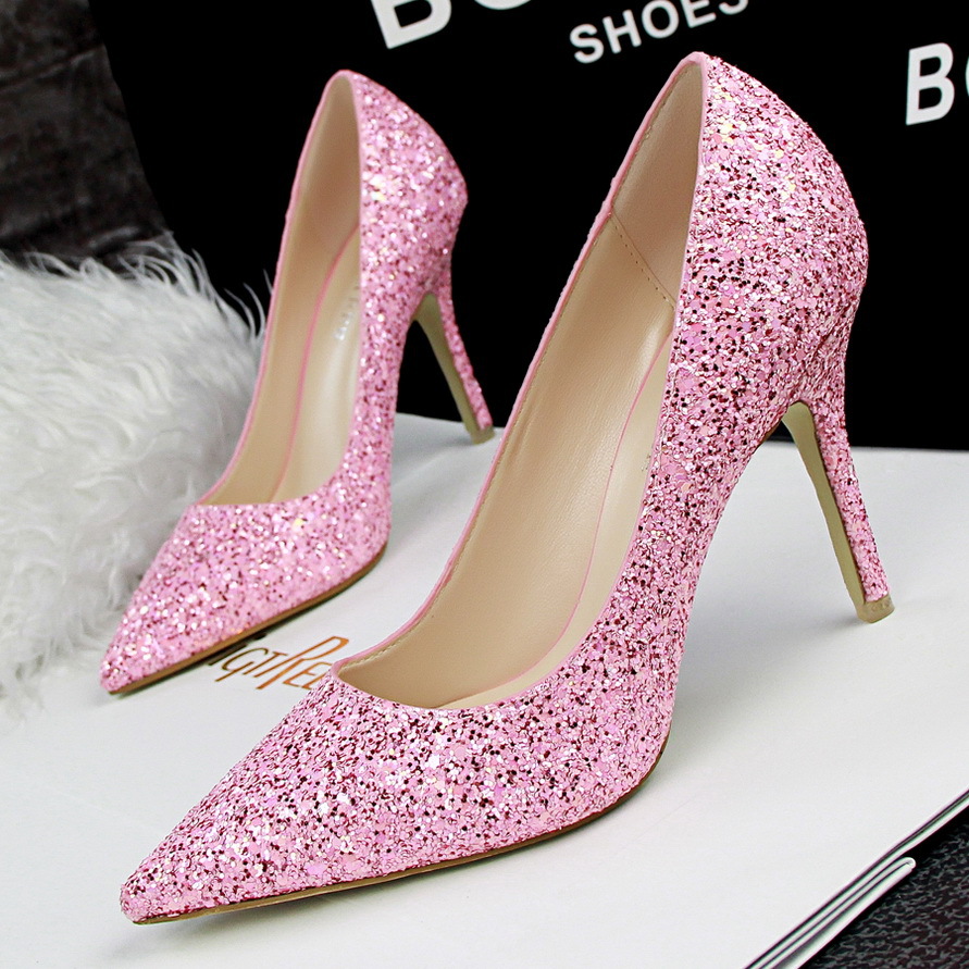 pink bling heels