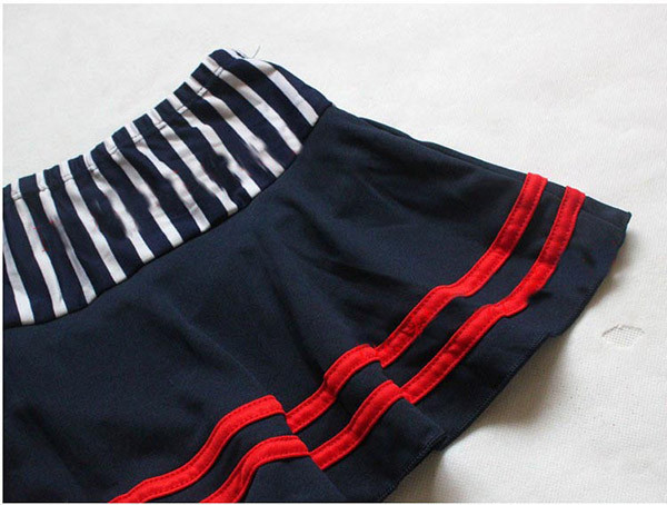 Striped Swimwear Dresses Wasit Elastic Swimsuit For Girls Kids Swimsuit With Halter Swim (2)