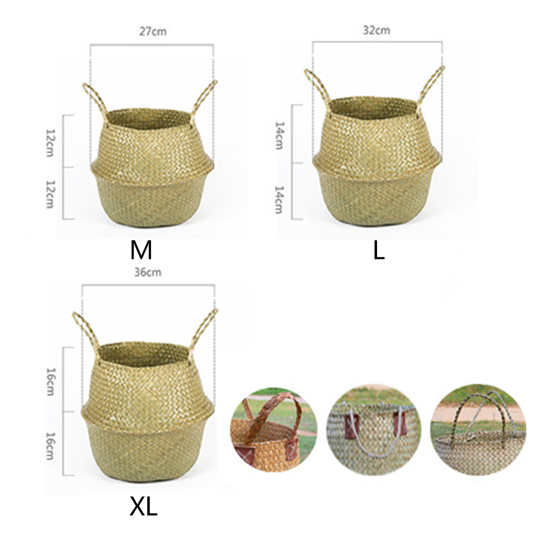 Casa Docor 1pc de mimbre plegable cesta de algas marinas cestas de