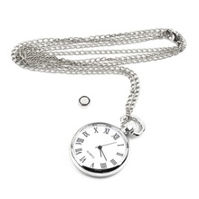 1pcs Dial vintage Quartz Round Pocket Watch Necklace Silver Chain Pendant Antique Style