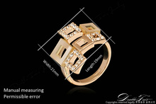 Romantic Cubic Zirconia Ceramic Plaid Rings Wholesale 18K Rose Gold Plated Fashion Crystal Jewelry For Women