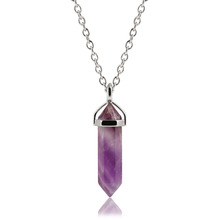 Bullet Shape Natural Stone Real Amethyst Necklaces Crystal Gem Stone Quartz Pendant Necklace For Female