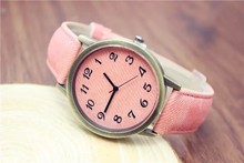 Nuevas mujeres simples casual reloj de cuarzo estilo romano vaquero esmerilado patrón correa de cuero relojes montre femme reloj