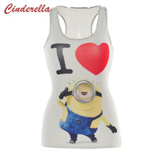 2015 Hot Sale Summer Despicable Me 3D Printer Tim the Sexy White T Shirt Minions Camisole Women/men Leisure Tank Top Strappy Bra