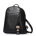 Trendy New Genuine Leather Lady Plain Backpack Fashion Contracted Black Daypack Women Top Layer Cowhide Schoolbag