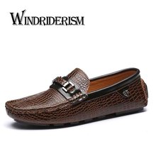2015 New Men Mocassin Shoes Genuine Leather Crocodile Shoes Lazy Slip On Mens Loafers Leather Flats Cozy Mocassins 22-8899