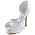 EP11064 IPF Green Mint Pink Lavender Women Bride Peep Toe Cone Heels Satin Pleated Rhinestones DOrsay