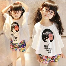 Fashion Summer baby girl clothing sets girls cotton casual letter short Batwing Sleeve t shirt + pants sets kids set for girls