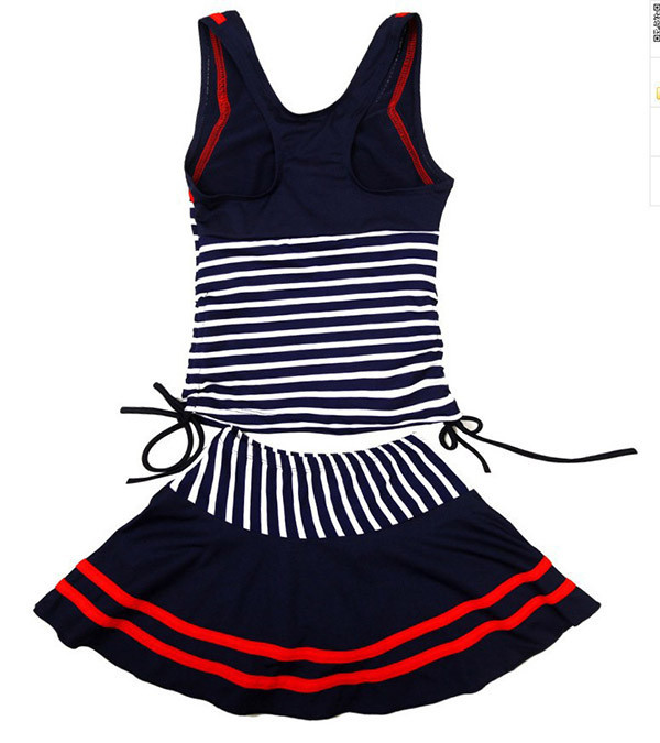 Striped Swimwear Dresses Wasit Elastic Swimsuit For Girls Kids Swimsuit With Halter Swim (4)