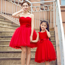 Ms parent-child outfit wedding gown flower children dinner ladies women bride evening dress girl