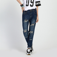 S-5XL 2016 New Women Ripped Jeans Female Casual Loose Washed Holes Boyfriend Denim Pants For Spring Summer Plus Size Trousers