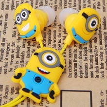 Xmas gift Cartoon Anime Earphone Minion despicable Me 3.5mm in ear Headphone For i Phone Mobile Phone MP3 player PC Computer kid