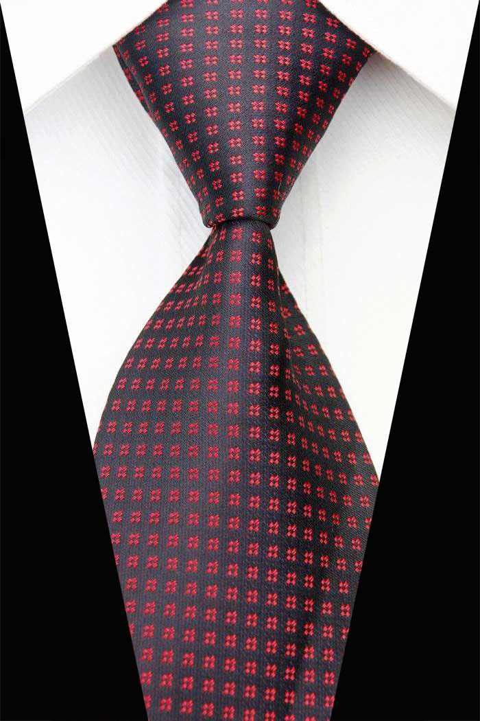NT0450 2014 New Floral Black Red Jacquard Smooth Classic Silk Polyester Man s Casual Necktie Business