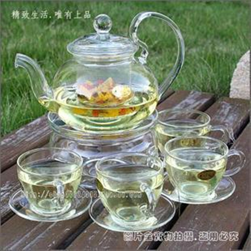 Heatresisting herbal tea set glass tea set pot teapot cup set glandes Pot circular base 4