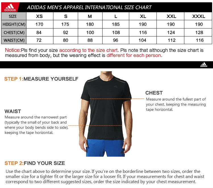 adidas windbreaker size chart