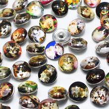 10pcs lot Mixed glass dome cabochon 18mm Snap Buttons Fit ginger snaps jewelry DIY snaps buttons