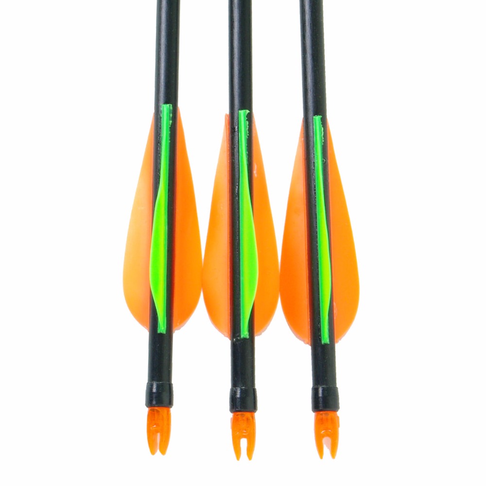 3pcs 30inch Fiberglass Arrows 30 80LBS with Orange Green Feather Hunter Nocks Hunting Target For Recurve