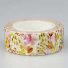 1 Pc / Pack High Quality Flower Plant Pattern Japanese Washi Decorative Adhesive Tape Diy Masking Paper Tape Label Sticker