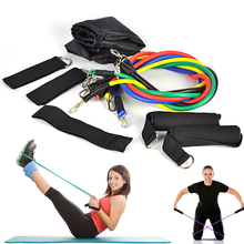 11Pcs Set Fitness Equipment Resistance Bands Exercise Practical Elastic Training Rope Yoga Pull Rope Pilates Workout