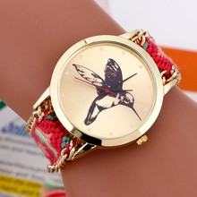 Hot selling Fashion National Weave DIY Birds Pattern Women Quartz Wristwatches Dress Watches Gold Plated Bracelets